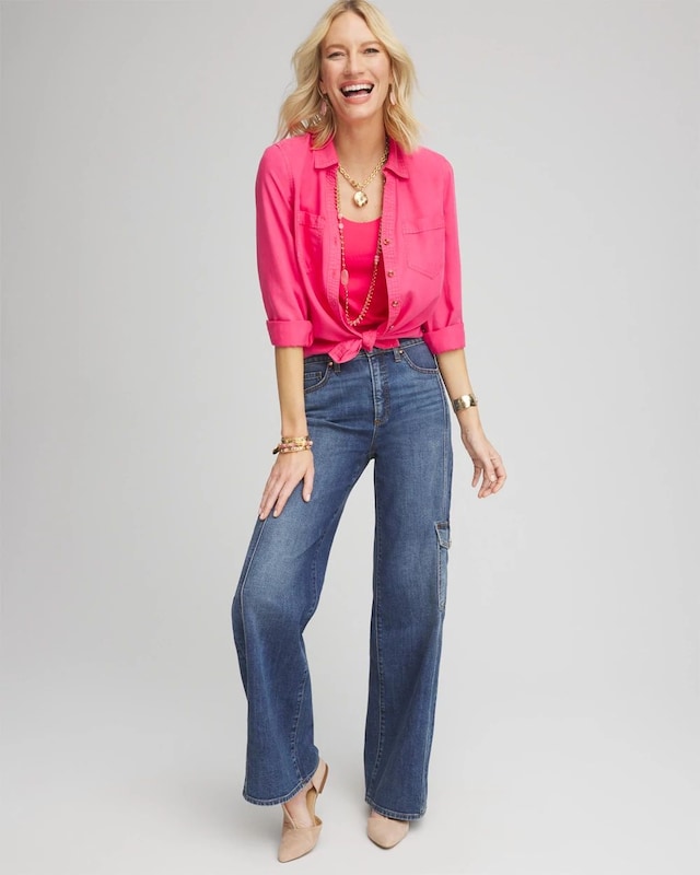 Tencel Denim Button-front Shirt - image 2